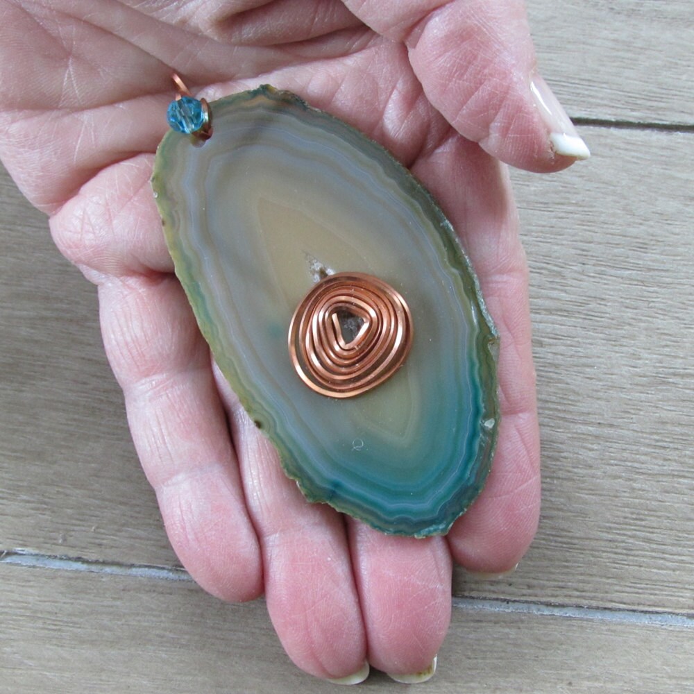 Wire wrapped agate slice Clearance