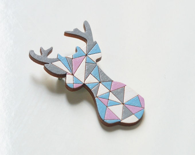 Oh, My Deer // Wooden brooch is covered with ECO paint // Laser Cut // 2016 Best Trends // Fresh Gifts // Nature & Animals // Geometric