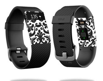 Skin Decal Wrap for Fitbit Blaze, Charge, Charge HR, Surge Watch cover sticker Black Damask