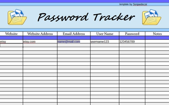 Items similar to Excel spreadsheet bookkeeping password tracker save on ...