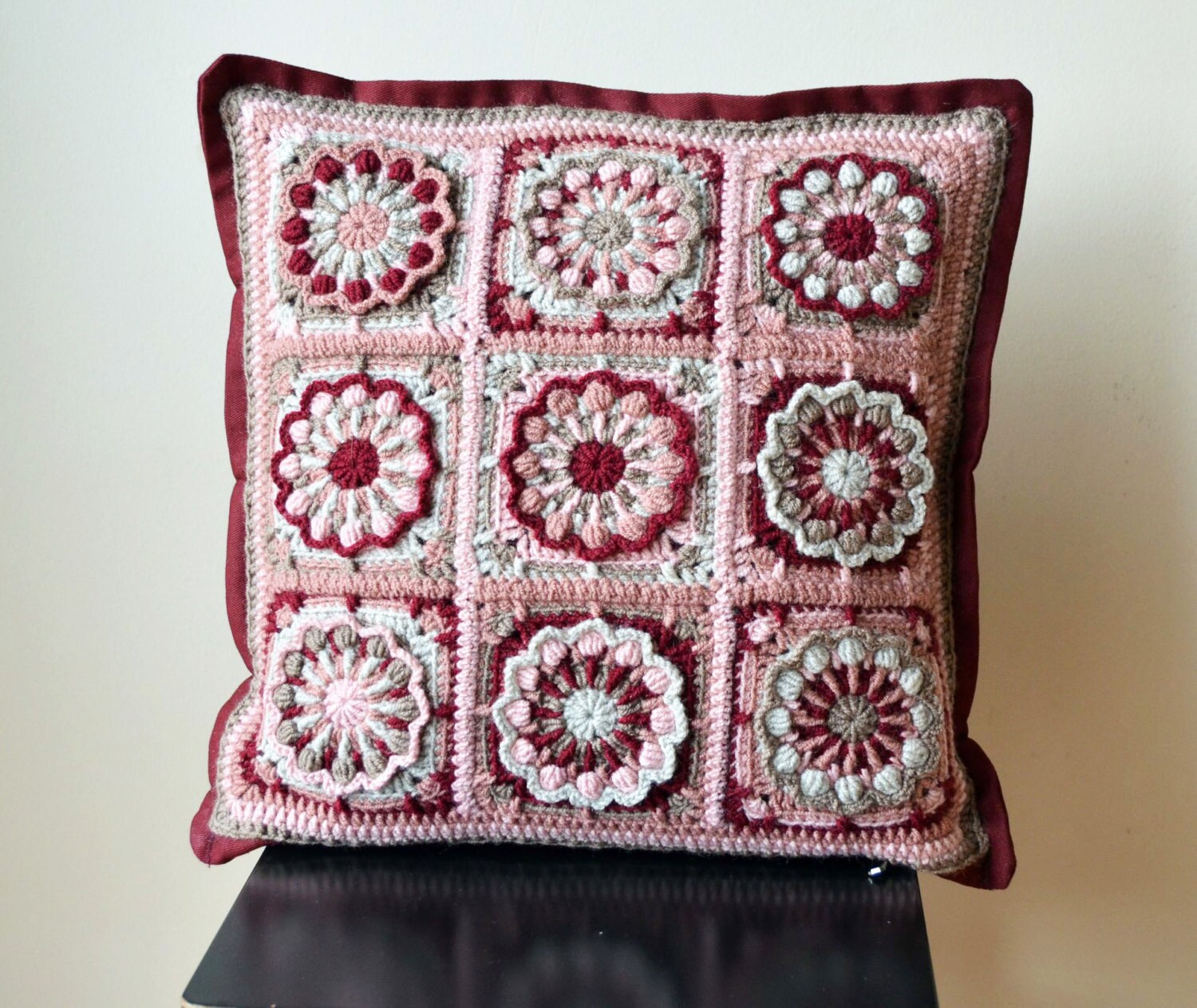 PDF Crochet Pillow Pattern overlay crochet pink pillowcase