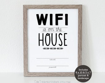 Wifi Password Printable, Portrait & Landscape