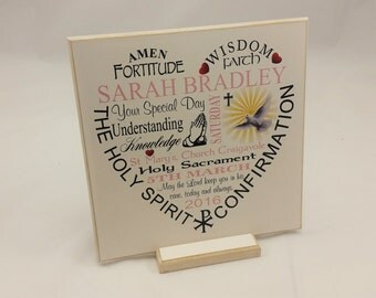 Personalised Confirmation Gift, Boy, Girl, Wooden Plaque, Handmade Display, Wall Decor, Christian, Gift ideas God Son, God Daughter, B107