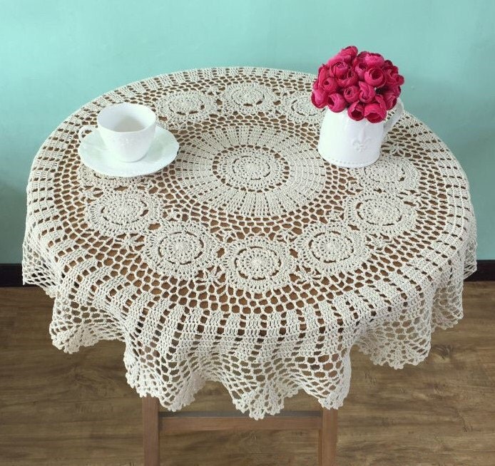 Lovely crochet pattern Round tablecloths Handmade crocheted