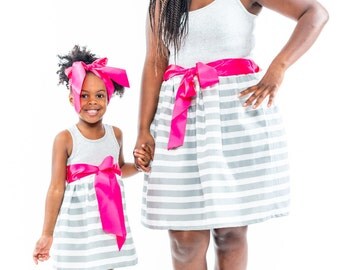 SALE Gray Striped Mother Daughter Dresses. Mother Daughter Matching Dresses. Mommy - N - Me. Mommy & Me. Dresses