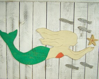 Wooden Mermaid Wall Decor wood mermaid | etsy Wooden Mermaid Wall Decor wood mermaid | etsy