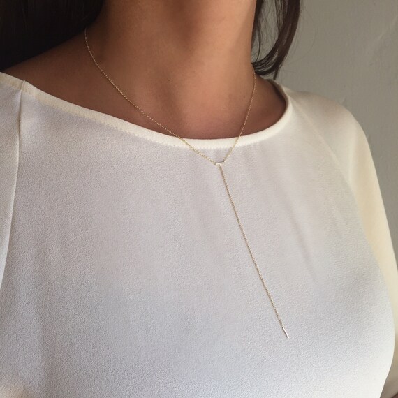 14k gold lariat initial necklace gold lariat necklace