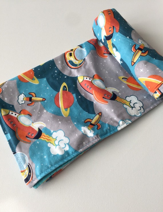 Space Baby Blanket Rocket Flannel Blanket Receiving by 3LemonsCo