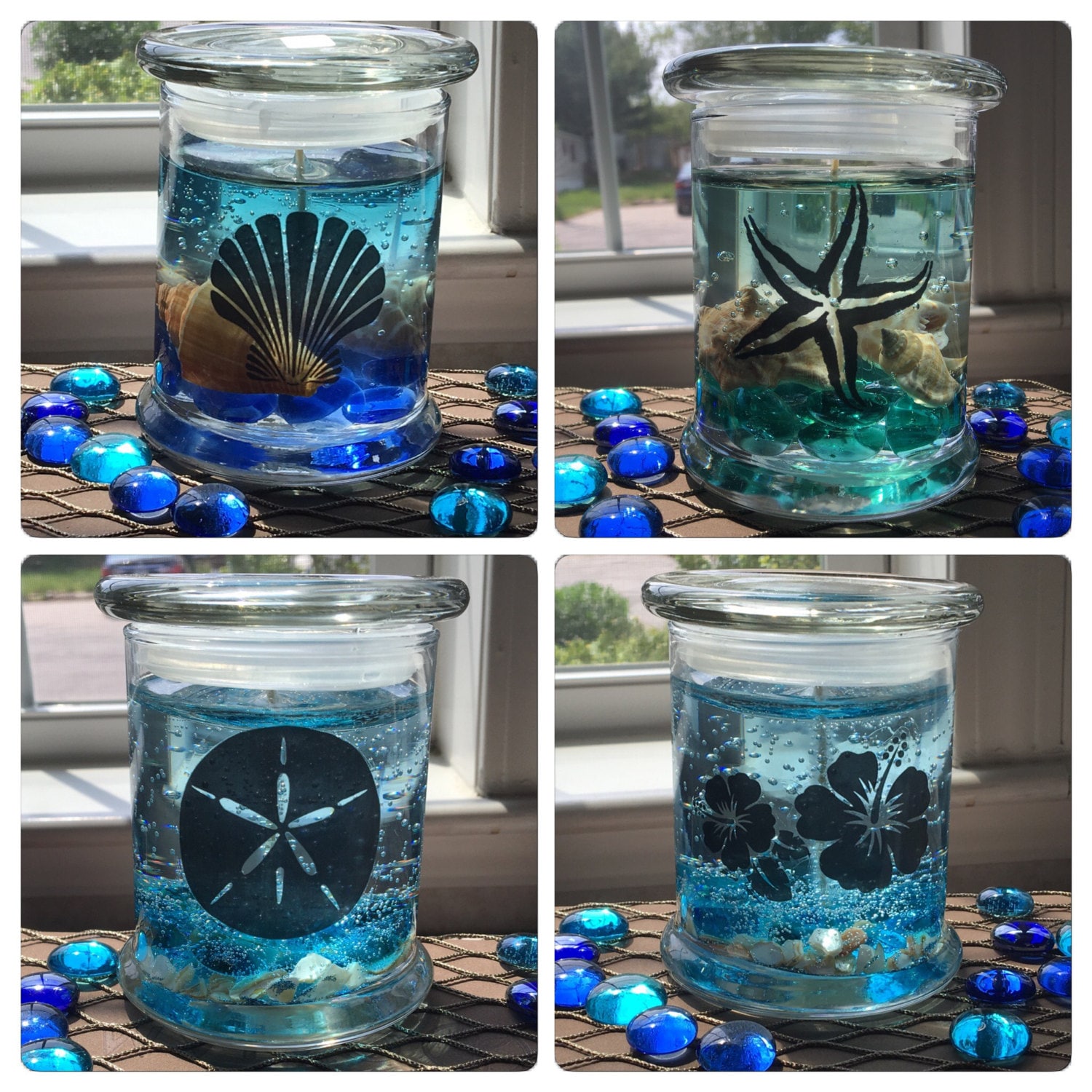 Gel Candles Ocean Beach Theme With Starfish Sand Dollars