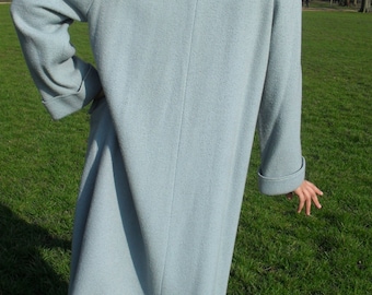 Vintage 1960s AQUASCUTUM duckegg blue light bouclé wool midi coat