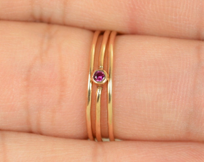 Tiny Ruby Ring, Ruby Stacking Ring, Rose Gold Filled Ruby Ring, Ruby Mothers Ring, July Birthstone, Ruby Ring, Dainty Ruby, Dainty Rose Gold