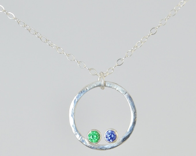 Sterling Silver Blue Zircon Necklace, Mothers Necklace, Mom Necklace, December Birthstone Necklace, Blue Zircon Necklace, Mother's Necklace