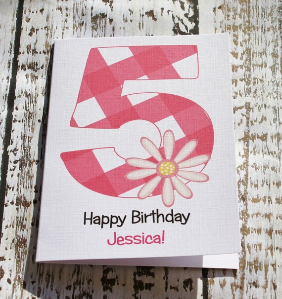 Girls Birthday Card for five year old personalised by Sambreezie