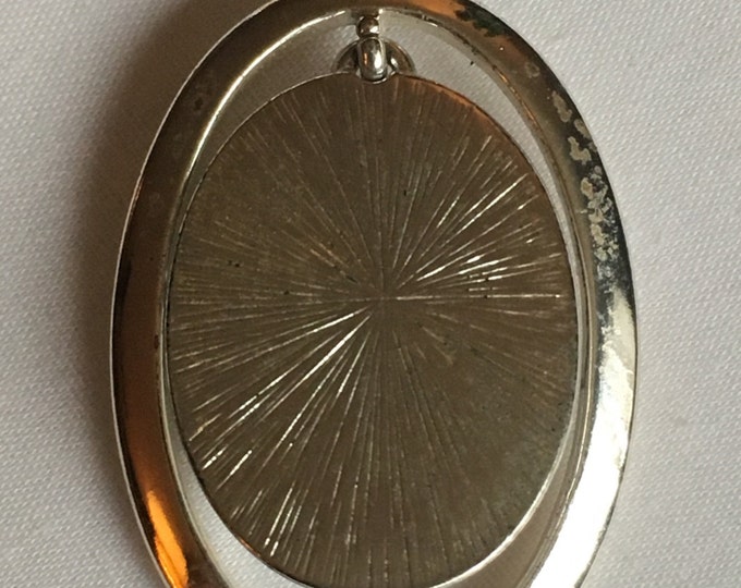 Storewide 25% Off SALE Vintage Silver Tone Milky White Teardrop Cabochon Pendant Featuring Swinging Style Design