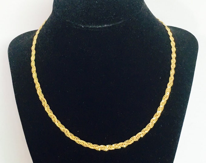 Storewide 25% Off SALE Vintage Heavy 14k Gold Woven Lace Beaded Turkish Chain Necklace Featuring Thick Textured Design Finish