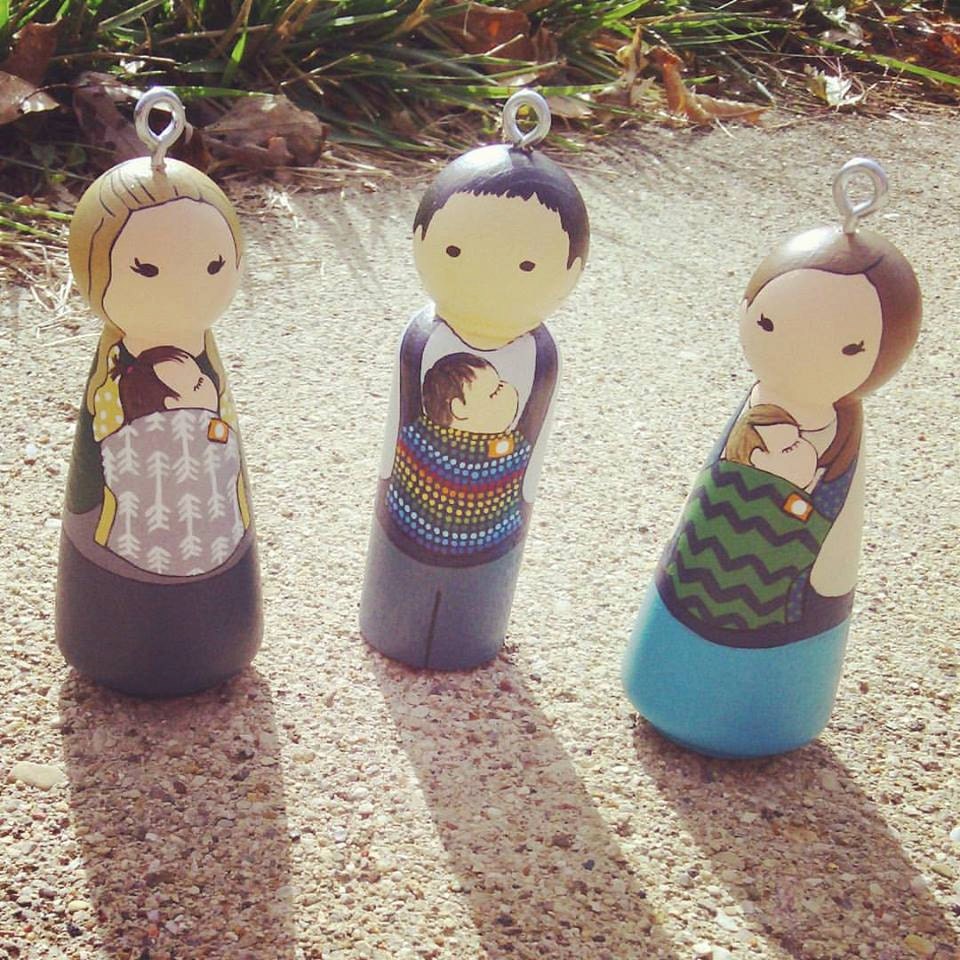 Custom Babywearing Peg Doll / Christmas Ornament / Baby's