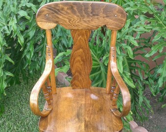 Oak Toddler Highchair w/ Metal accents