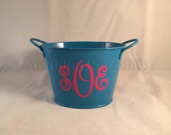Monogrammed Metal Bucket, Personalized Gift, Monogrammed Bucket, Personalized Metal Bucket, Small Bucket, Metal Bucket, Tin Bucket, Bucket