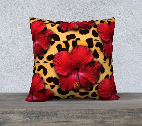 Leopard Pillow Cover Floral Pillow Cover Throw by JDzigner