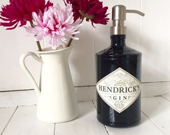 Hendricks Gin Soap Dispenser // WATER REPELLENT LABEL stylish superior brushed steel pump // 70cl // gin gift