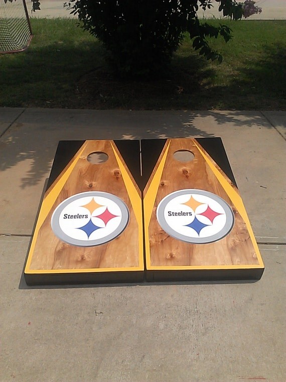 STEELERS CORNHOLE SET by Blacksheepcornholes on Etsy