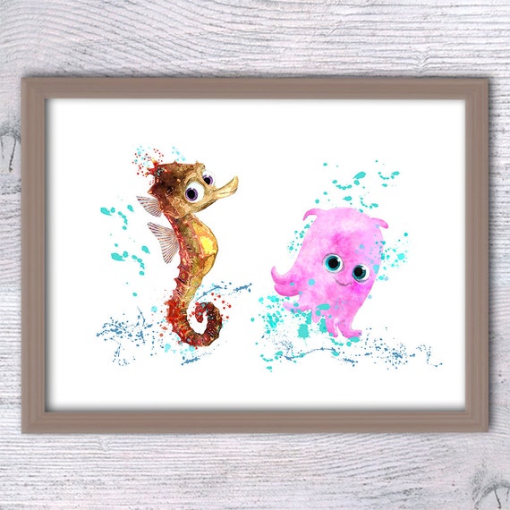 Finding Nemo Sheldon and Pearl print Finding Nemo watercolor