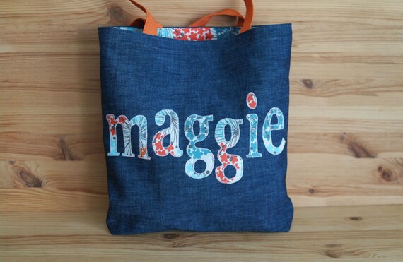 Personalized Tote Bag Kids Bag Baby Tote by SewLittleMeTime
