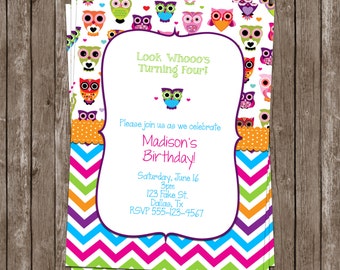 SALE 50% OFF Custom Owl Invitation