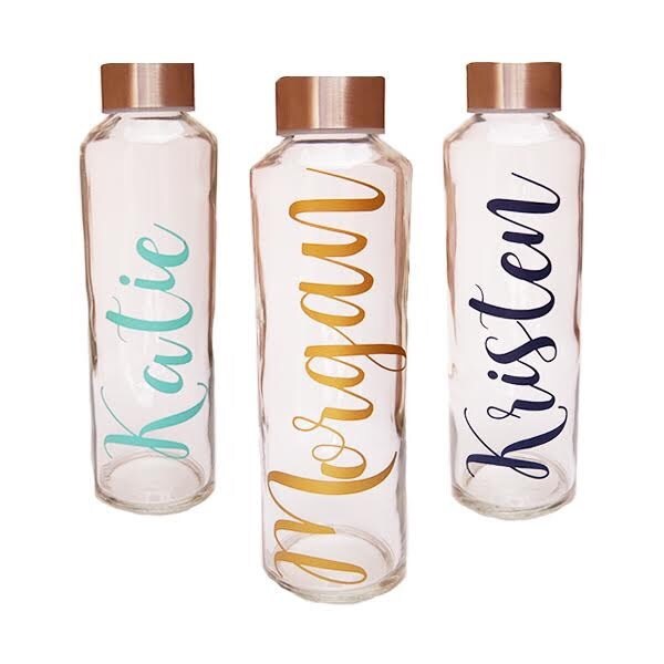 Glass Water Bottle Personalized Monogram 16 By Theofficechic 2377