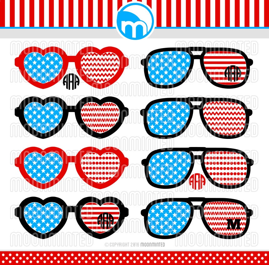 Download American Flag Sunglassess SVG Cut Files Monogram Frames for