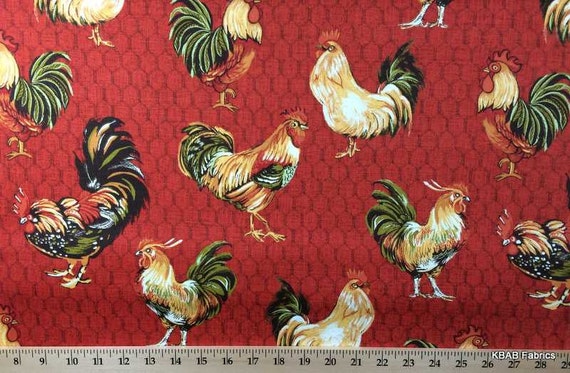 Items similar to ROOSTER Red Home Decor Fabric By Yard or 