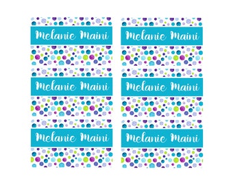 95ct Stick On Clothing Name Labels, Kids Clothing Labels, Personalize Uniform Name Labels - Baby Clothing Water Color Dots
