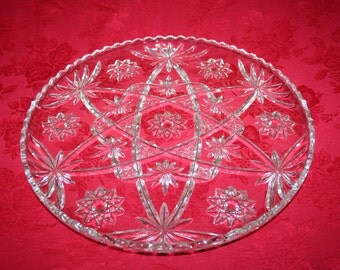 Vintage Achor Hocking Cut Glass Round Platter