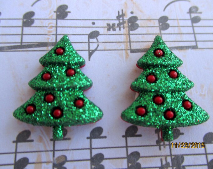 Christmas tree earrings--Christmas earrings-Holiday earrings-Tree Studs-kids clip on earrings-Christmas party favors-Christmas tree jewelry