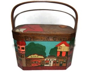 alabama purse - basket purse - hand painted purse - 1960s purse