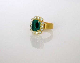 Emerald gold ring | Etsy