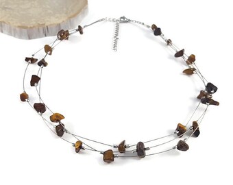 Birthstone silver jewelry, tiger eye necklace, healing crystals and stones necklace, natural crystal jewelry july birthstone necklace trysna