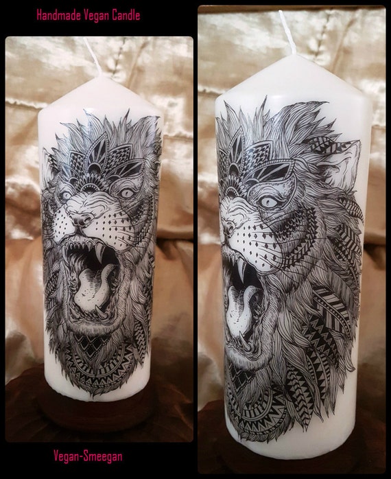 Vegan Handmade Candle Roaring Lion 20cm tall