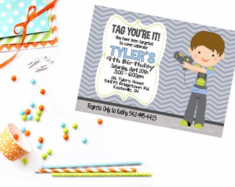 Boys Laser Tag Invite - Laser Tag Birthday Invitations - Laser Tag Party - Boys Birthday Invitations - Laser Tag Invitations