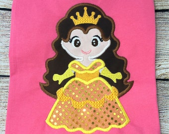Cute Princess Belle Applique Design dst, exp, hus, jef, pes, sew, vip, vp3, Formats Digital INSTANT DOWNLOAD