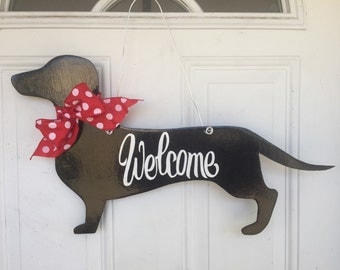 Dachshund Door Hanger, Dog Door Hanger, Dog Door Decoration, Dachshund, Welcome Sign, Weenie Dog Hanger, Dachshund Gift, Dachshund Art