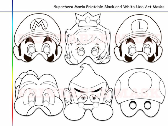 Coloring Pages Superhero Mario Printable Black and White Line