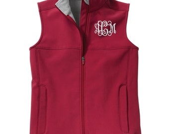 Monogram Womens Soft Shell Vest. Monogrammed Vest. Custom Ladies Vest. Charles River Women's Classic Soft Shell Vest. CR: 5819