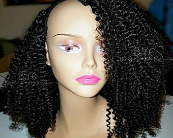 Kinky Curly Wigs, Curly U Part Wigs, Virgin Hair Wigs, U part Wigs, Curly Wig, Afro Kinky Wig, Various lengths- Leonie
