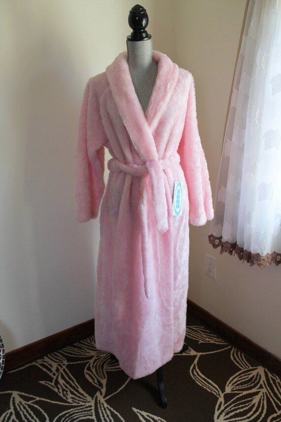 pink fluffy bathrobe