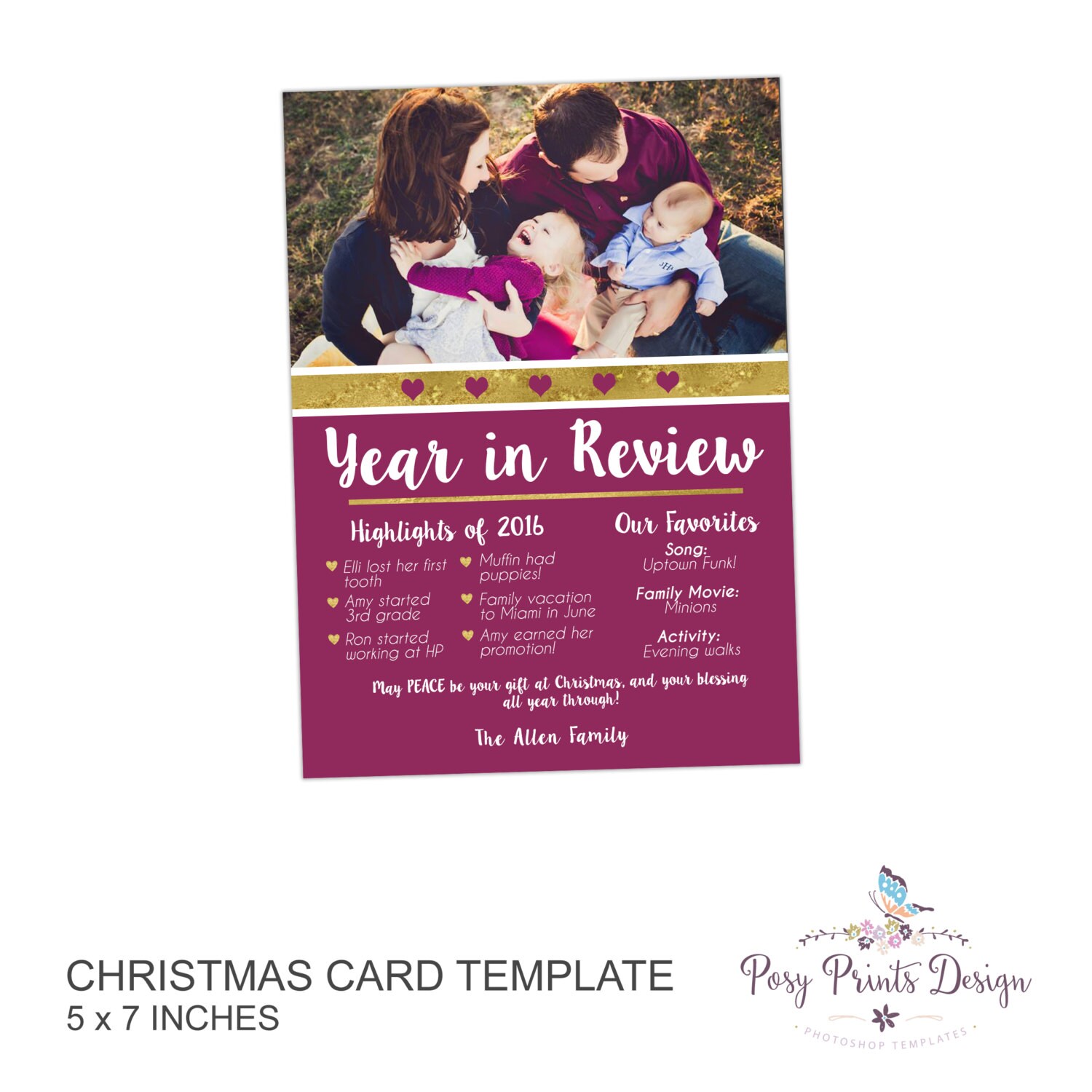 Year In Review Christmas Card Template 5x7 Photo Card
