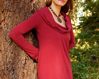 SALE ** Scoop Cowl Long Sleeve Tunic, Organic Cotton Jersey
