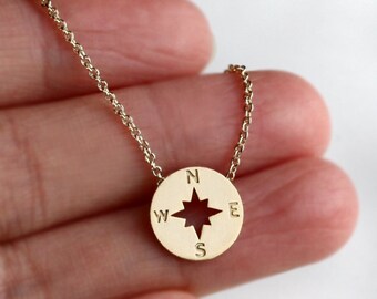 Compass Necklace, christmas gift, Graduation Friendship Necklace, Best Friends, BFF Gift, sister, tiny Compass Journey Necklace