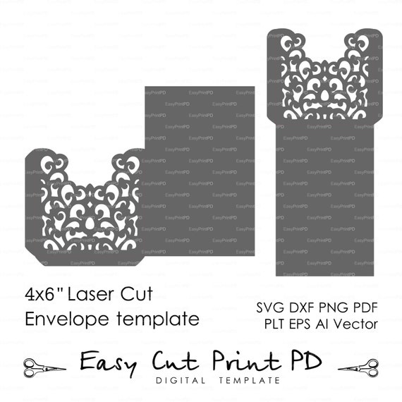 Swirl filigree Wedding Envelope 4x6 pattern Template