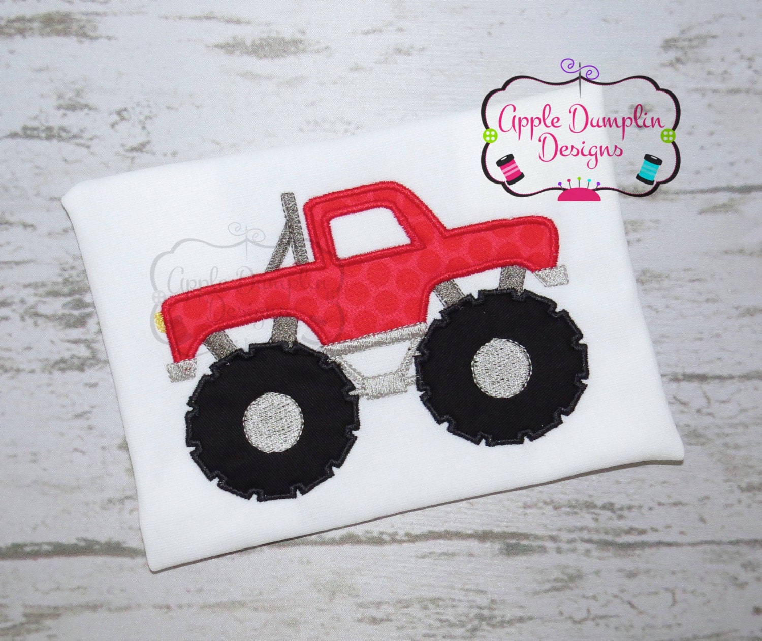 Monster Truck Applique Design Machine Embroidery Design Boy